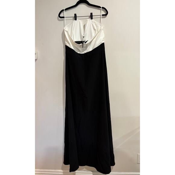 NWT Lovers and Friends Anais Colorblock Strapless Gown Black & White Women's L - Picture 10 of 12